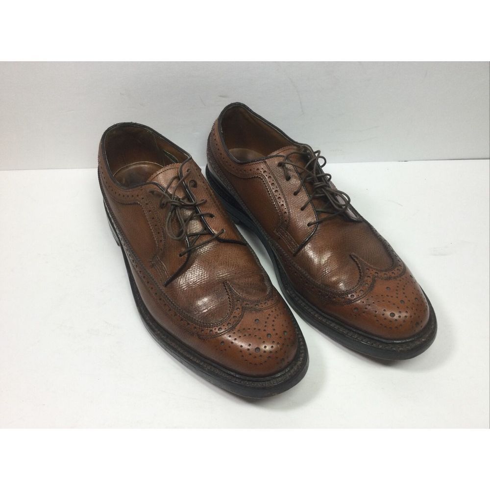 VINTAGE Florsheim Mens Shoes 8.5D Imperial‎ Longwing V Cleat 5 Nail Brown 93602